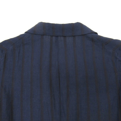 Robes&Confections Stripe Linen Single Coat Navy Size 2