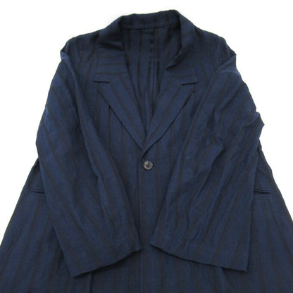 Robes&Confections Stripe Linen Single Coat Navy Size 2