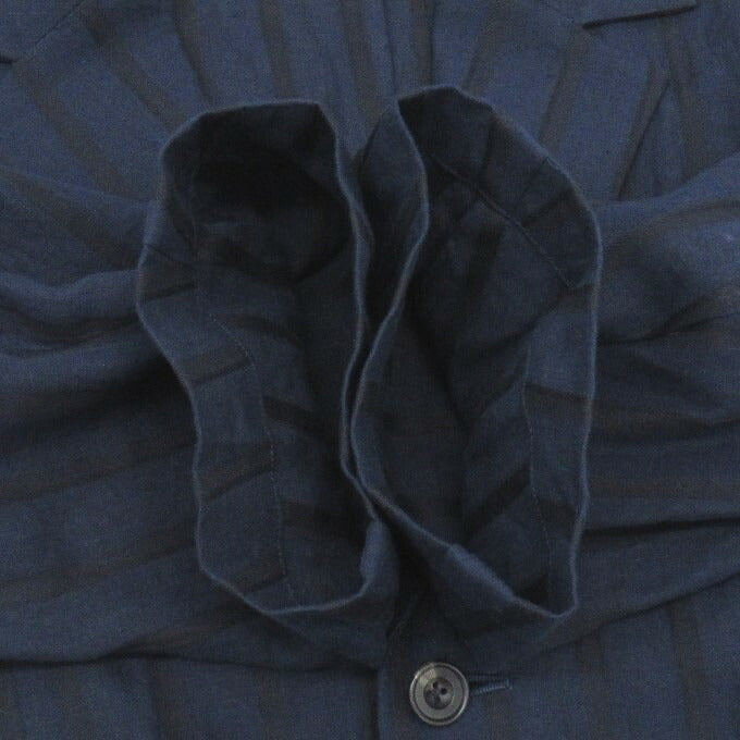 Robes&Confections Stripe Linen Single Coat Navy Size 2