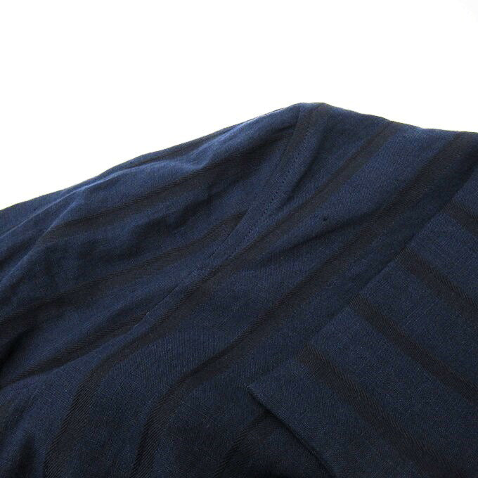 Robes&Confections Stripe Linen Single Coat Navy Size 2
