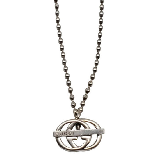 Gucci GG Bar Ball Chain Necklace Sterling