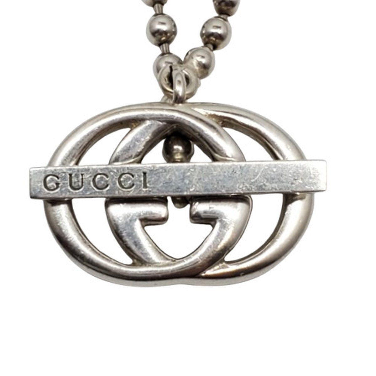 Gucci GG Bar Ball Chain Necklace Sterling