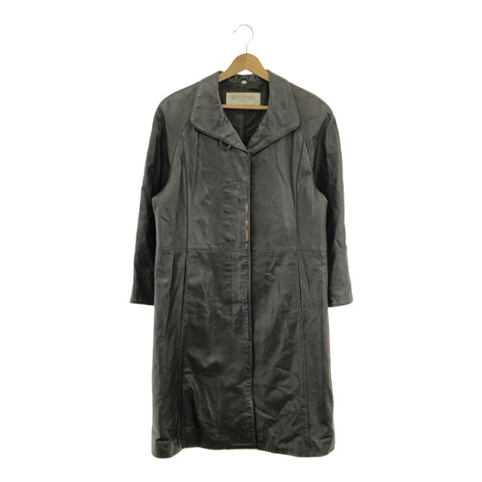BALMAIN Vintage Leather Coat Brown Size JP Size 11