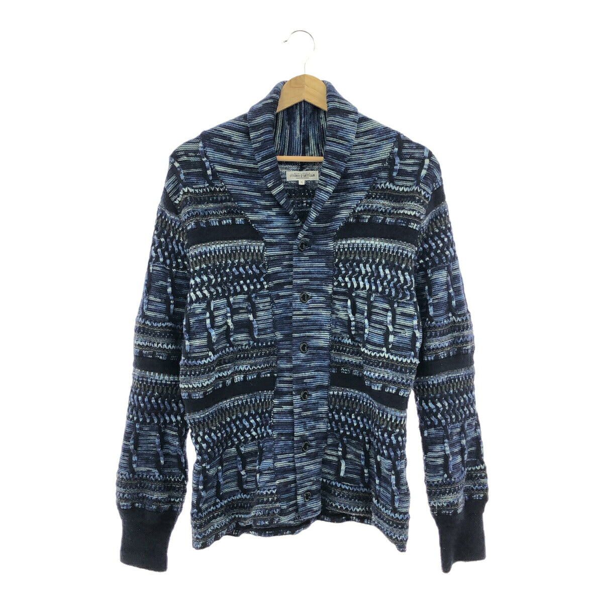 Studio D'Artisan Kasuri Knit Shawl Collar Cardigan Size S
