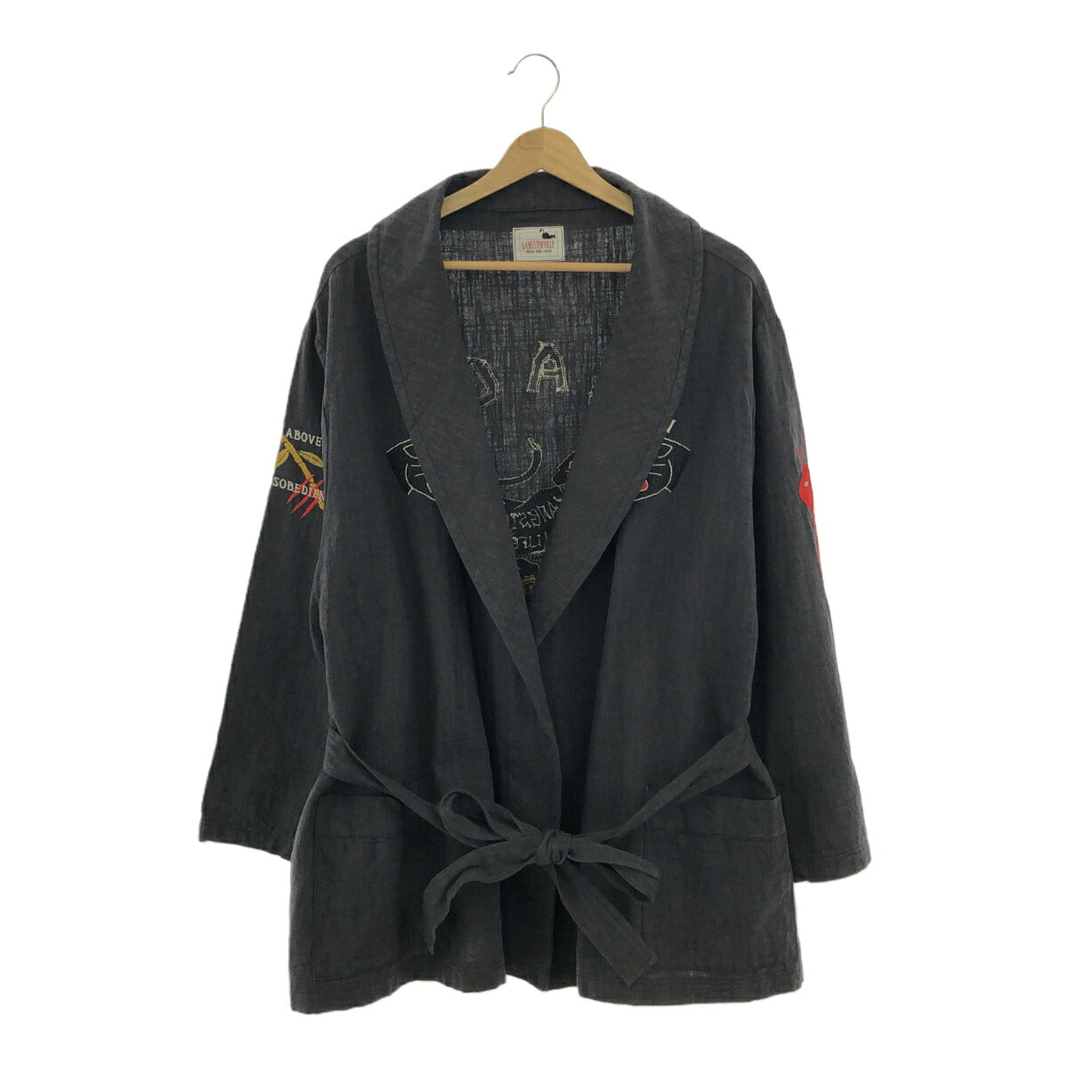 GANGSTER VILLE Embroidered Souvenir Coat Dark Gray Size L