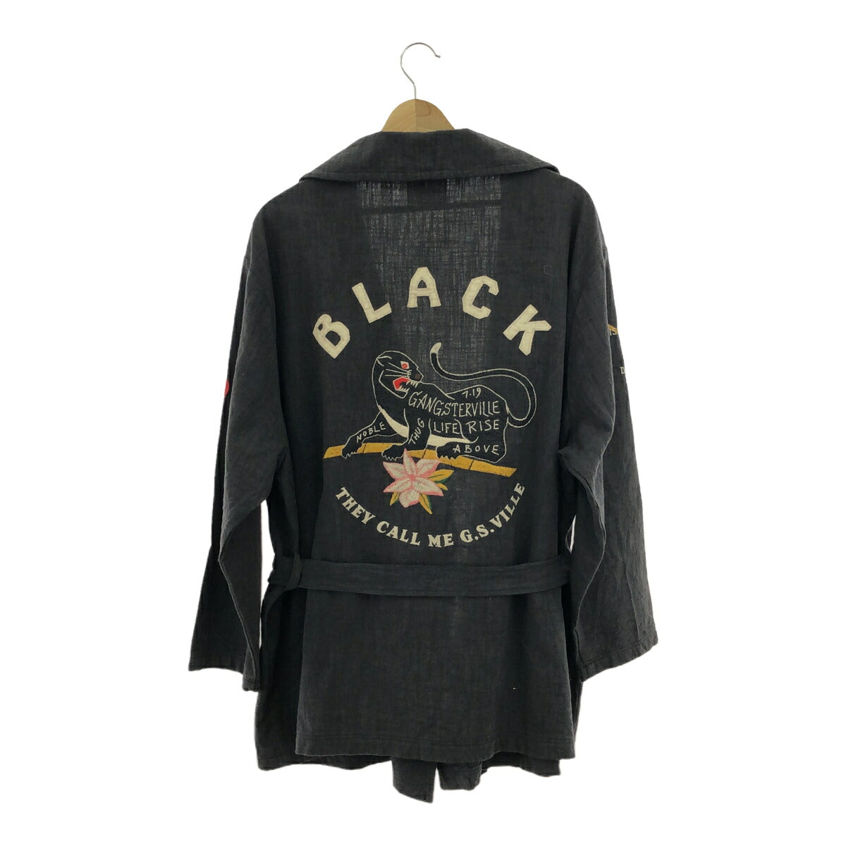 GANGSTER VILLE Embroidered Souvenir Coat Dark Gray Size L