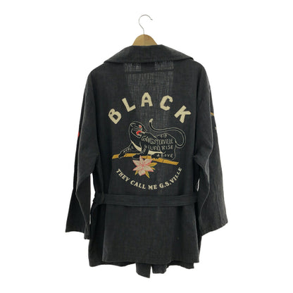 GANGSTER VILLE Embroidered Souvenir Coat Dark Gray Size L