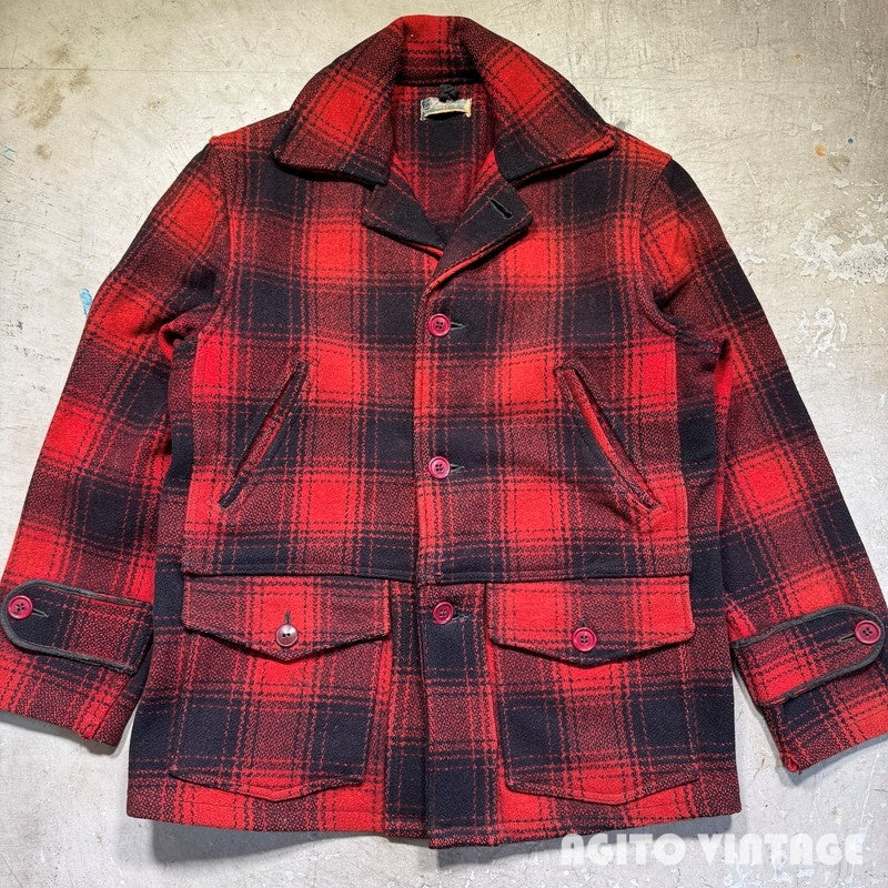 Sears 40s J.C.Higgins Red Ombre Wool Hunting Coat Size L