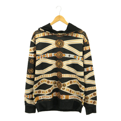 Versace Black Patterned Cotton Hoodie Size XL