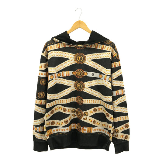 Versace Black Patterned Cotton Hoodie Size XL