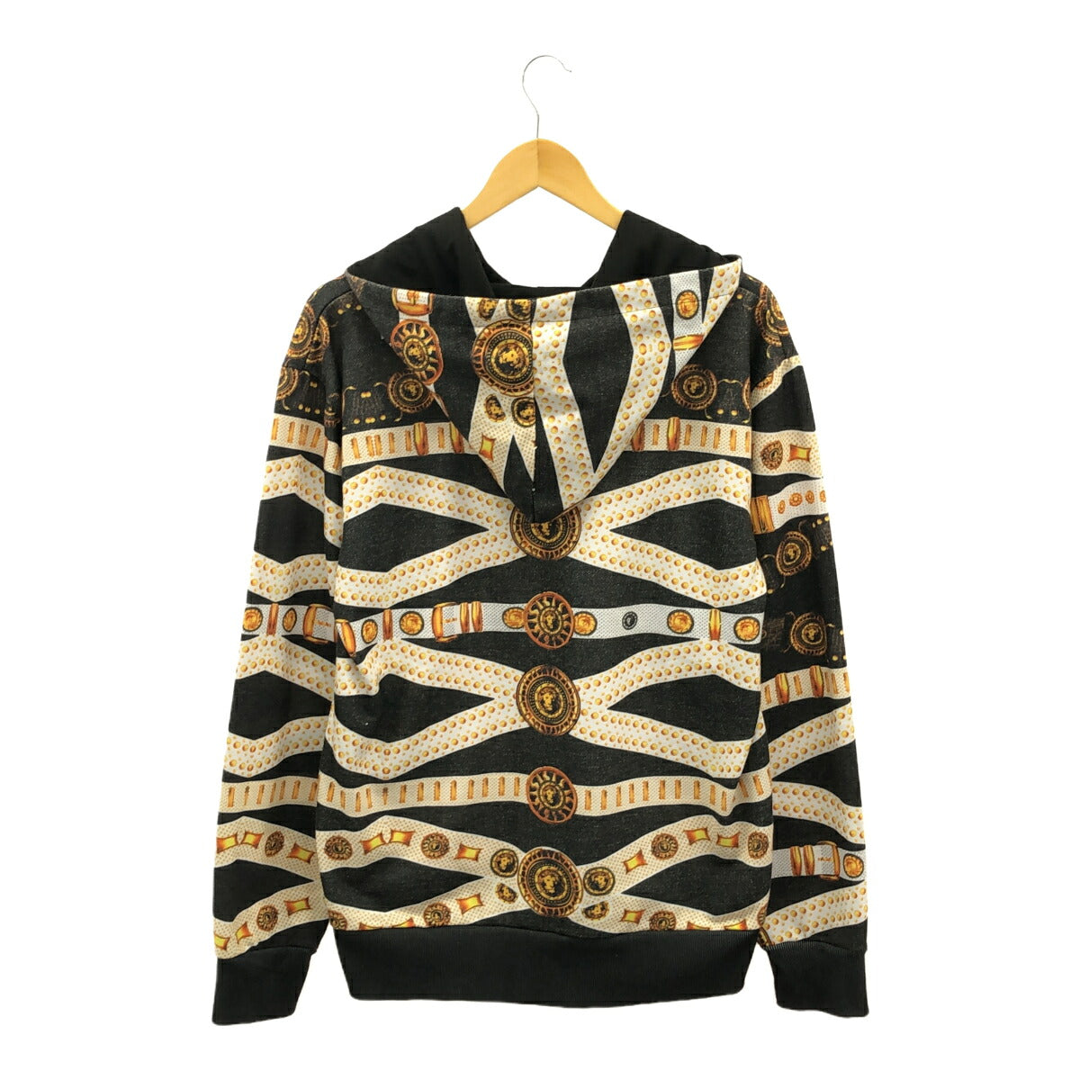 Versace Black Patterned Cotton Hoodie Size XL