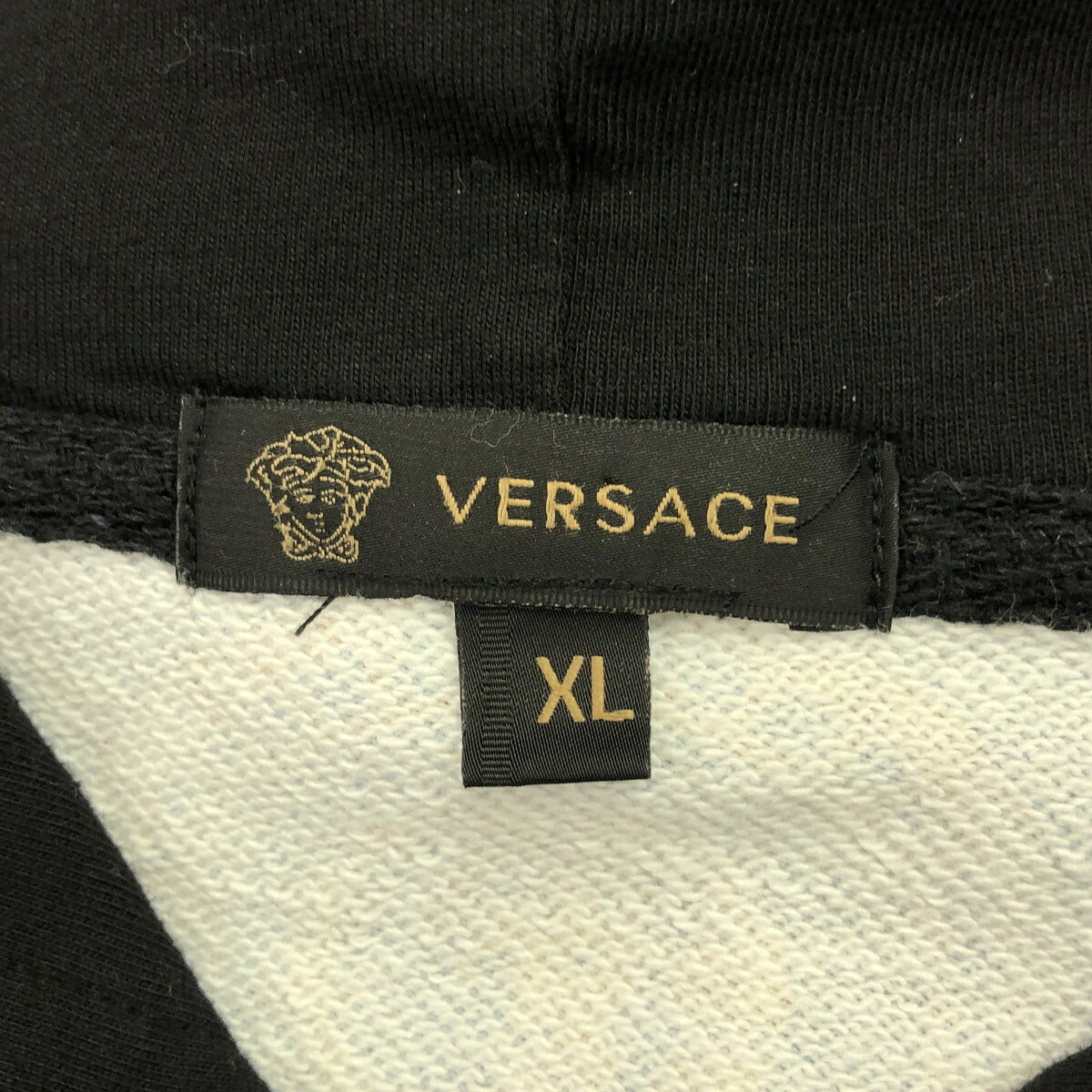 Versace Black Patterned Cotton Hoodie Size XL