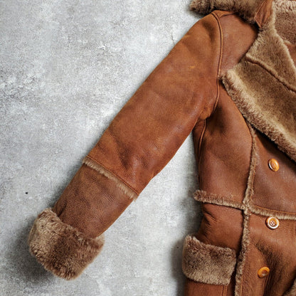GRACE Mouton Trench Coat Brown Size XS