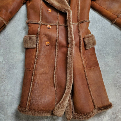 GRACE Mouton Trench Coat Brown Size XS