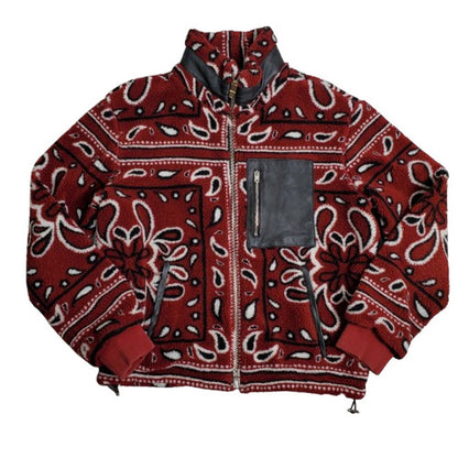 Vintage Printed Bandana Polar Fleece Pullover Jacket Size M