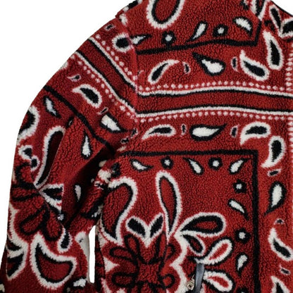 Vintage Printed Bandana Polar Fleece Pullover Jacket Size M