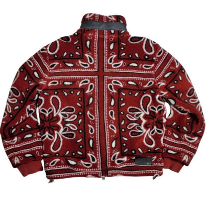 Vintage Printed Bandana Polar Fleece Pullover Jacket Size M