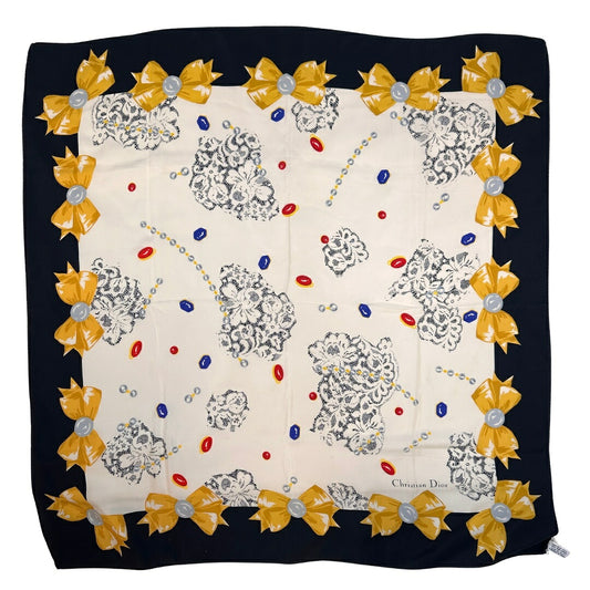 Christian Dior Black White Ribbon Scarf