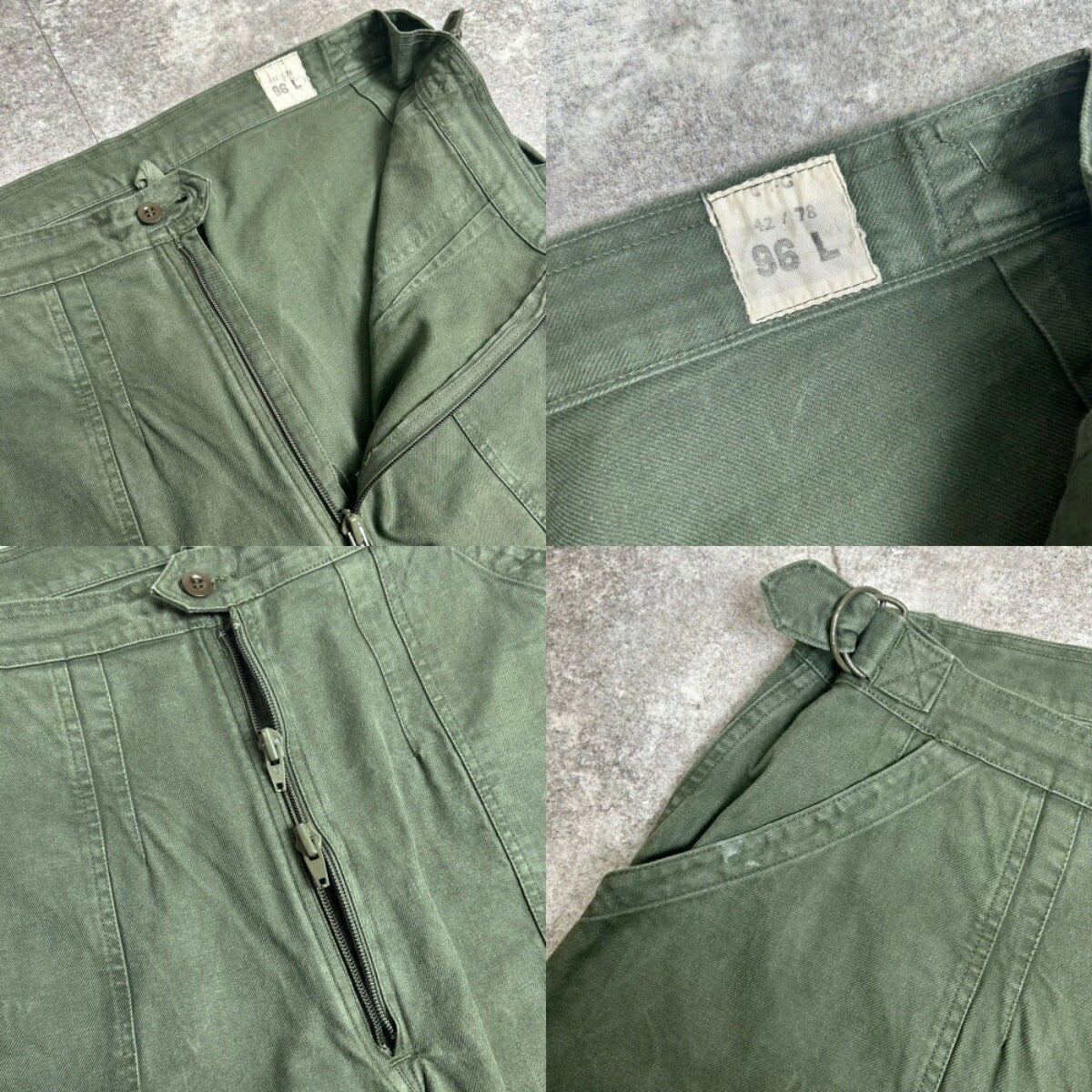 AIR FORCE 70s French Military Mechanic Cargo Pants Khaki