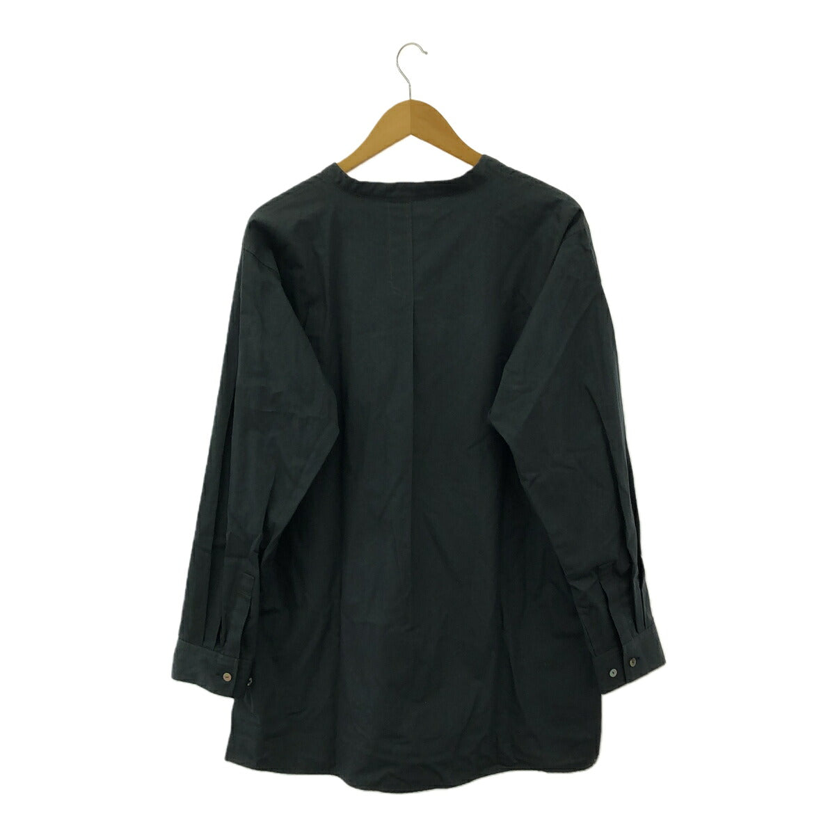 NEPLA 21SS Black Band Collar Long Sleeve Shirt Size 2