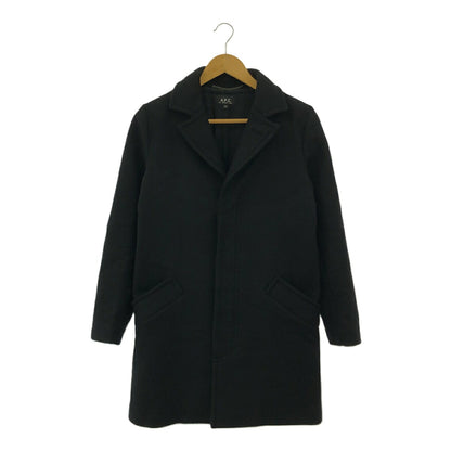 A.P.C. Black Cashmere Blend Wool Long Coat Size S