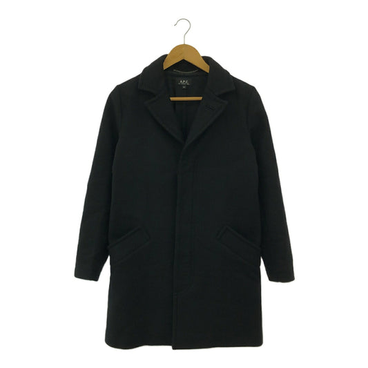 A.P.C. Black Cashmere Blend Wool Long Coat Size S