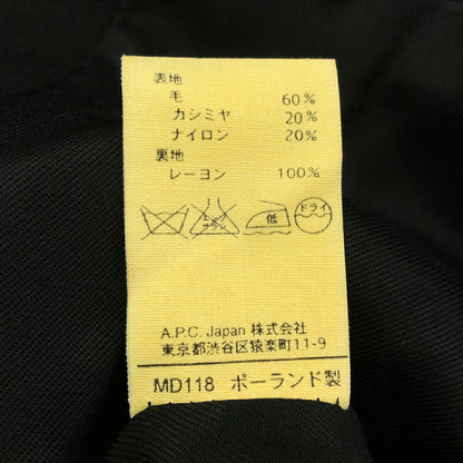 A.P.C. Black Cashmere Blend Wool Long Coat Size S