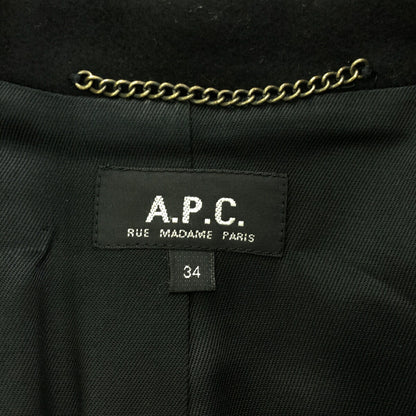 A.P.C. Black Cashmere Blend Wool Long Coat Size S