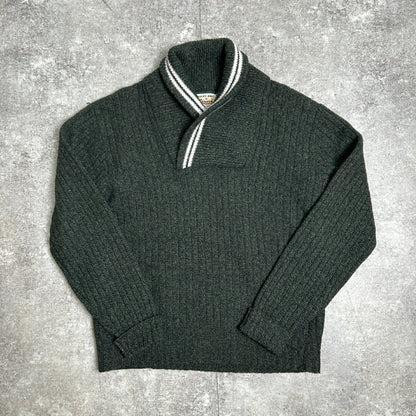 Bulky Knit by Campus 60s Vintage Shawl Wool Sweater Size XL