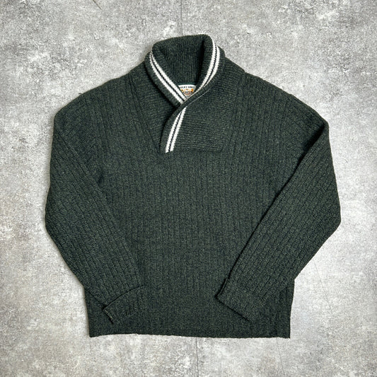 Bulky Knit by Campus 60s Vintage Shawl Wool Sweater Size XL