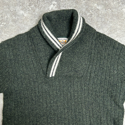 Bulky Knit by Campus 60s Vintage Shawl Wool Sweater Size XL