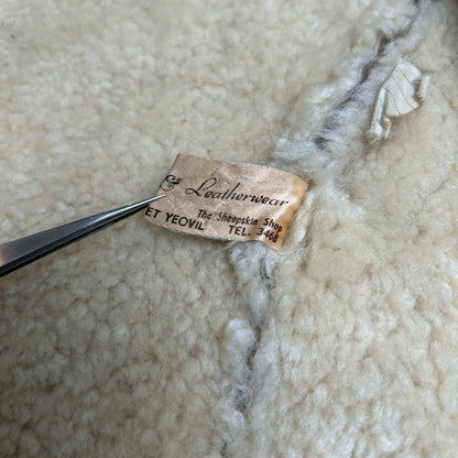 Vintage Brown Shearling Leather Vest Walnut Buttons Size L