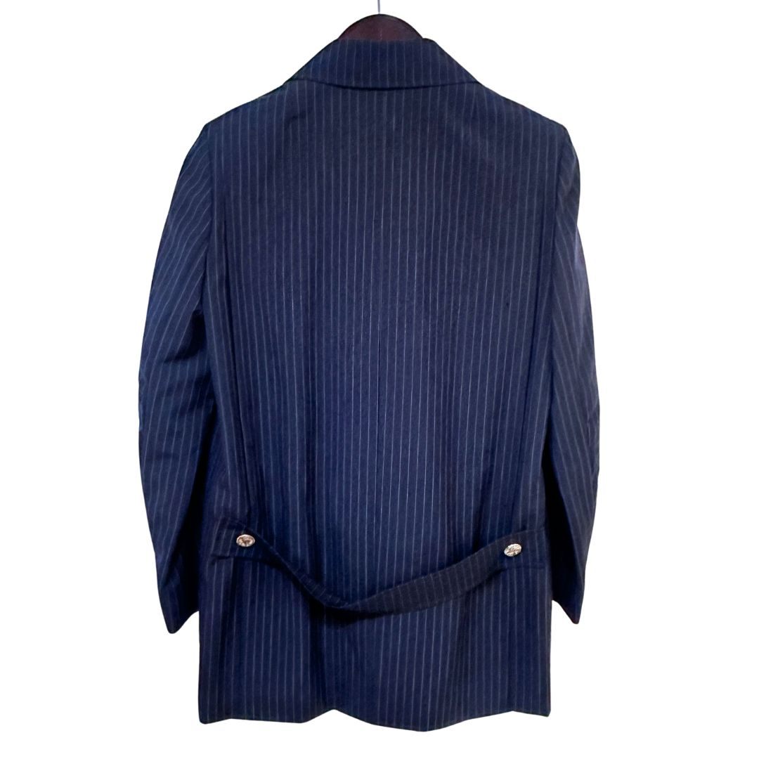 Hermes 80s Mohair Pinstripe DB Jacket blue Size M