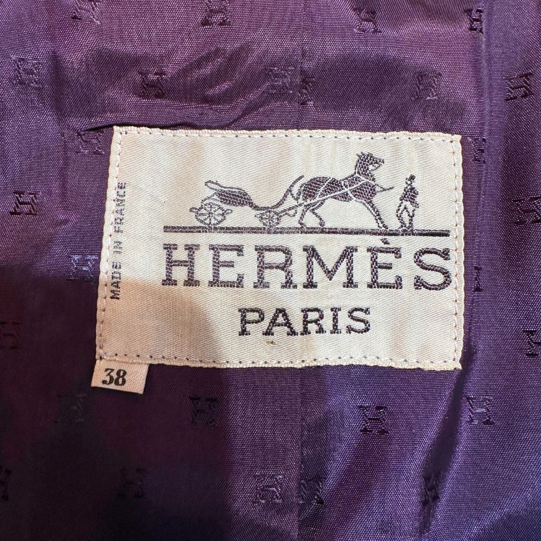 Hermes 80s Mohair Pinstripe DB Jacket blue Size M