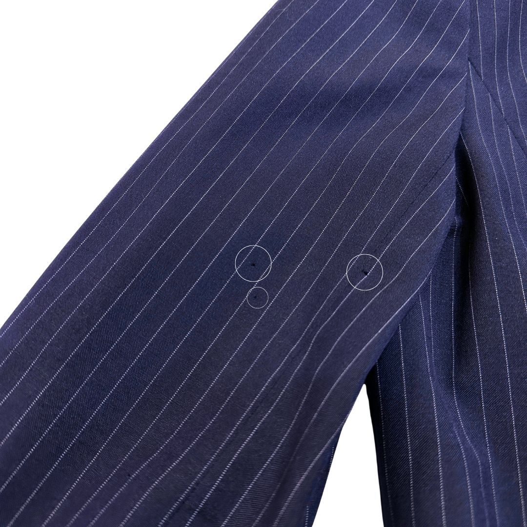 Hermes 80s Mohair Pinstripe DB Jacket blue Size M