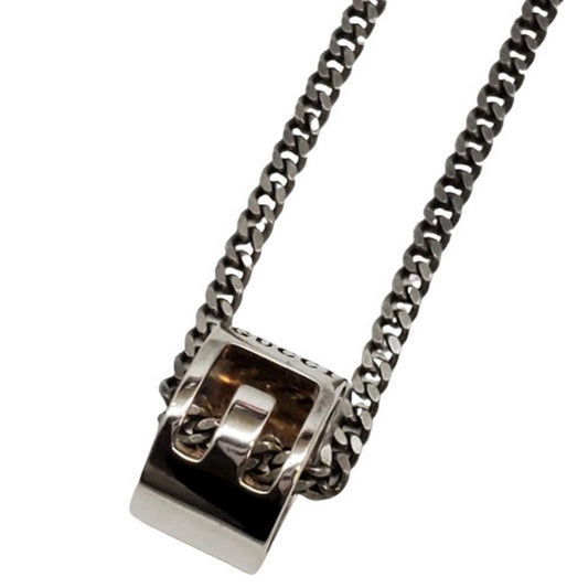 Gucci Cutout G Logo Sterling Silver Necklace