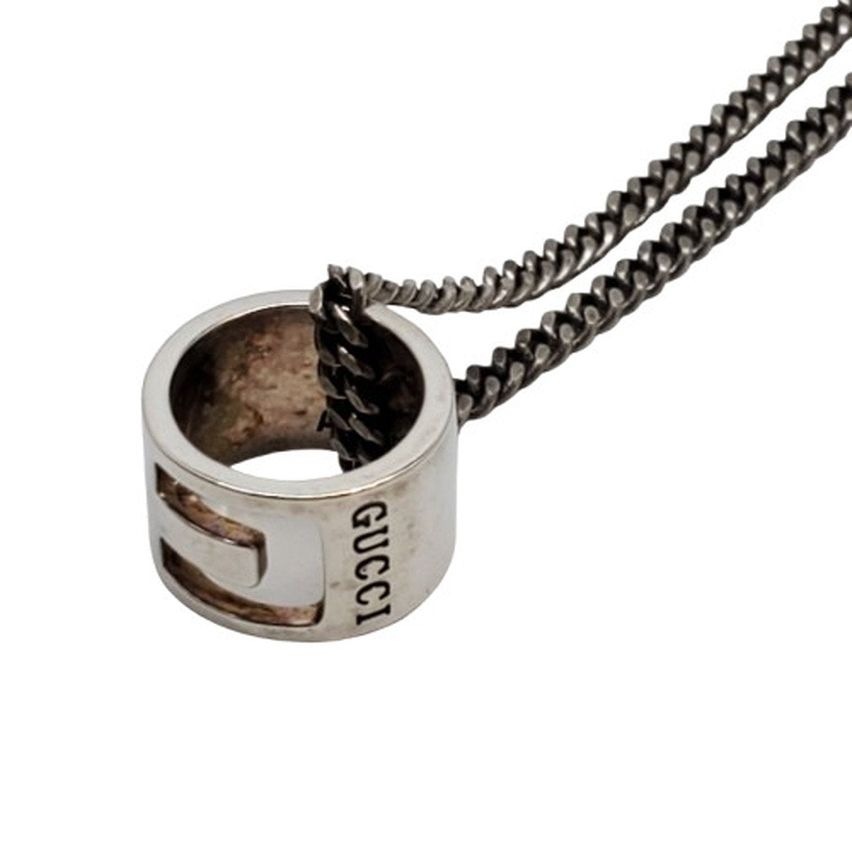 Gucci Cutout G Logo Sterling Silver Necklace