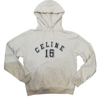 Celine 6 Loose Logo Print Hoodie Gray Size M