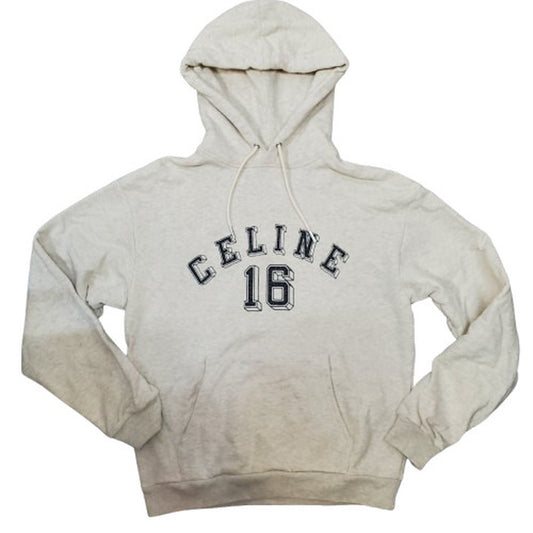 Celine 6 Loose Logo Print Hoodie Gray Size M