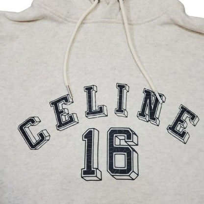 Celine 6 Loose Logo Print Hoodie Gray Size M
