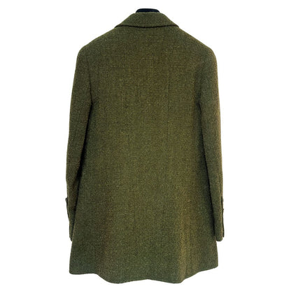CHANEL 90s Vintage Green Wool Buttonless Jacket Size 36