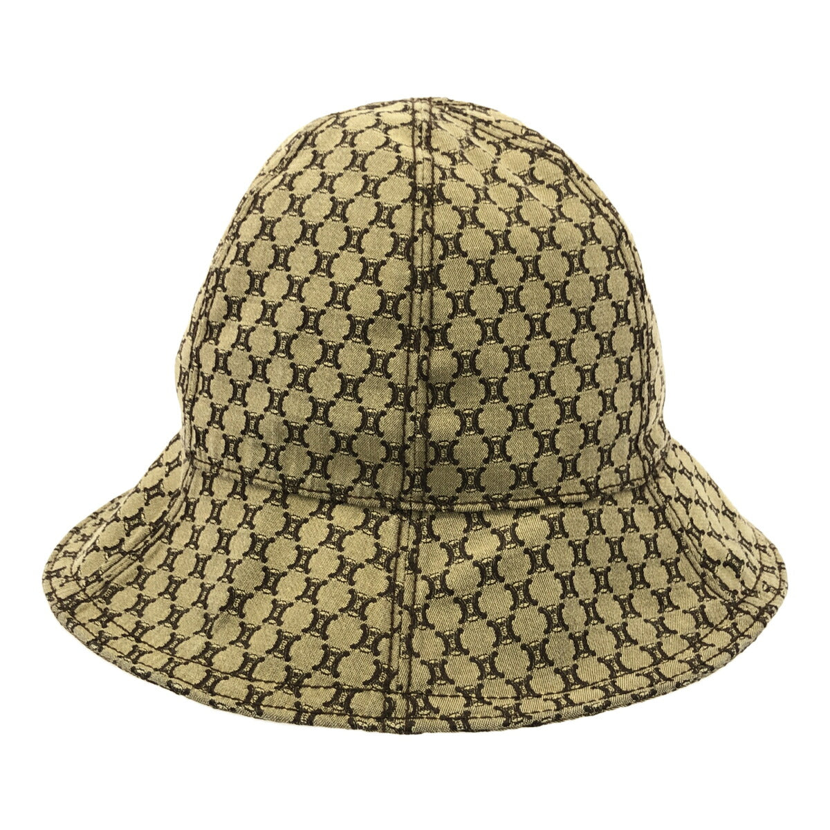CELINE Macadam Pattern Cotton Hat Beige Size L
