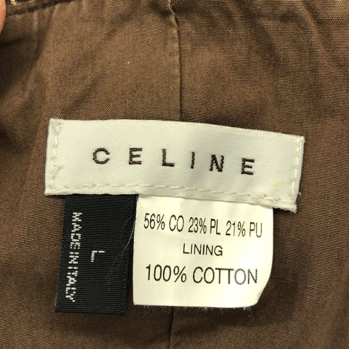 CELINE Macadam Pattern Cotton Hat Beige Size L