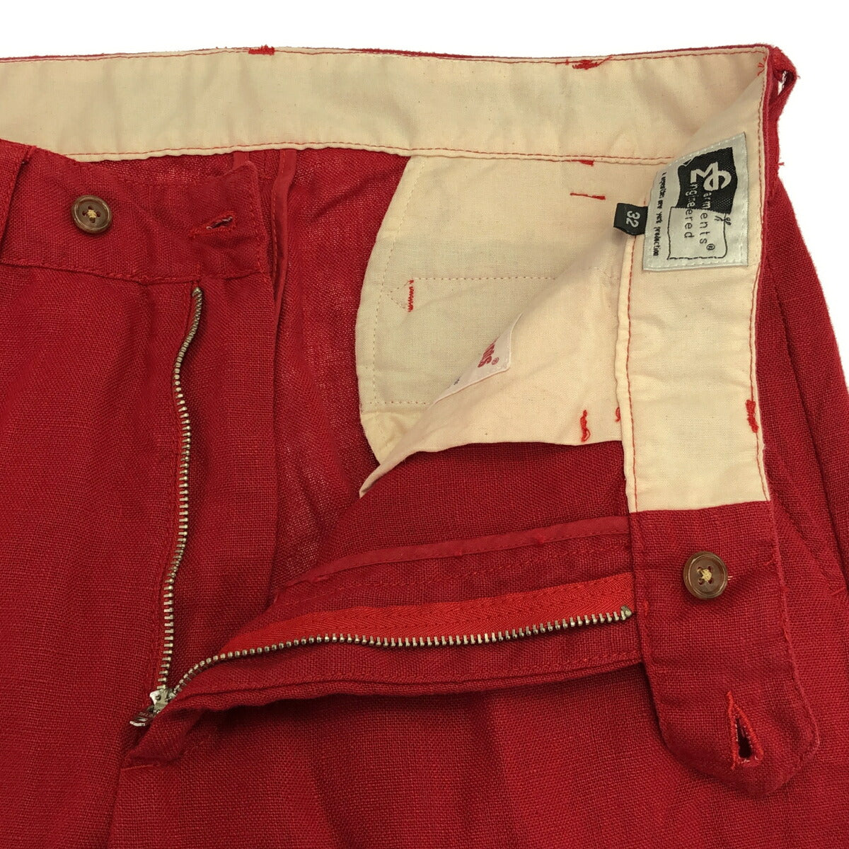 Engineered Garments Red Linen TALON ZIP Pants Made Size 32