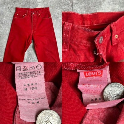 LEVI'S 90s 501 Overdyed Red USA Made Jeans Size W29