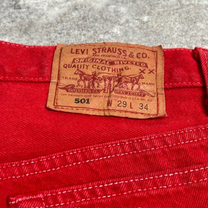 LEVI'S 90s 501 Overdyed Red USA Made Jeans Size W29