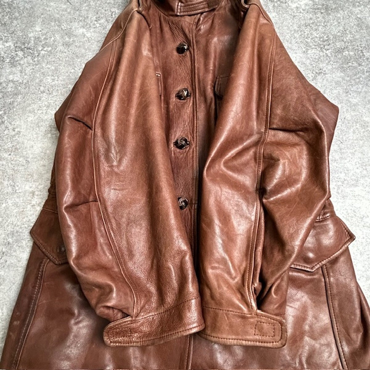 Unknown M-65 Italian Leather Field Jacket Brown Size 46