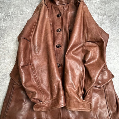 Unknown M-65 Italian Leather Field Jacket Brown Size 46
