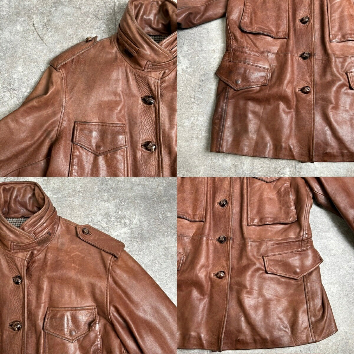 Unknown M-65 Italian Leather Field Jacket Brown Size 46