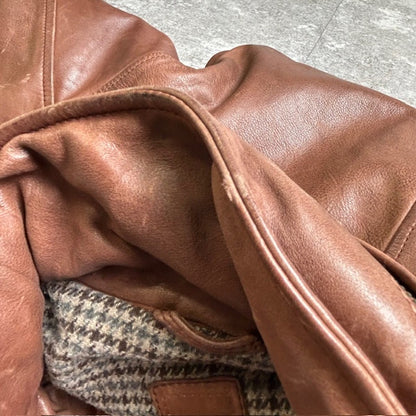 Unknown M-65 Italian Leather Field Jacket Brown Size 46